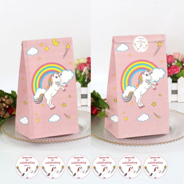Sacos cor-de-rosa 9g do pão do papel de embalagem de Unicorn Food Packaging Paper Bag do arco-íris
