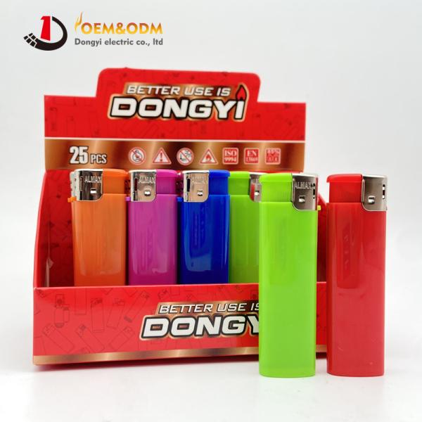 Dongyi 2025 OEM 75mm Disposable Plastic Electronic Lighters Cigar Smoking Electric Custom Logo Gas Cigarette Lighter