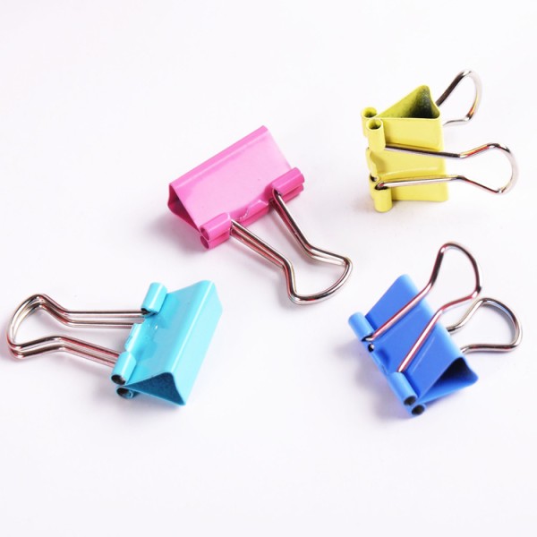 Wholesale 4 Color 60pcs Pvc Box Metal 15mm Mini Colorful Binder Clip