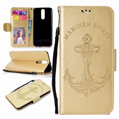 Huawei Mate 10 Embossed Mermaid Mariner Spirit Leather Wallet Case with wristlet strap