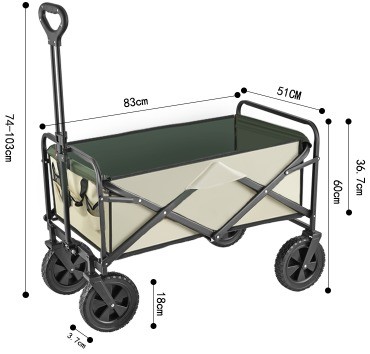 Outdoor Beach Hiking Camping Travelling Foldable Hand Cart with Dimension 99*57*103cm
