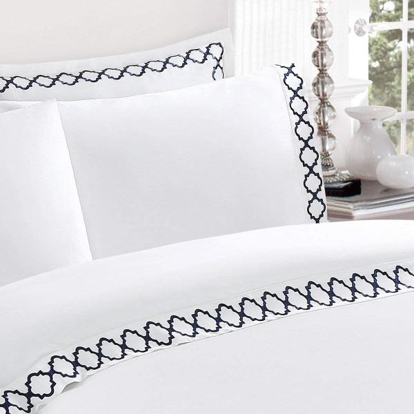 Super Soft Microfiber Embroidered Bedroom Sheets Set Full Size 4pcs Cooling and Breathable