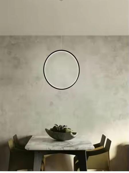Longue ligne de suspension circulaire à l' anneau creux noir blanc décoratif moderne