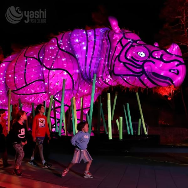 Rhino Sculpture Outdoor Ramadan Decor Lantern for New Year