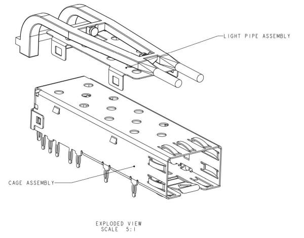 2170614-1 SFP Cage Assembly 1x1 Port 4 Gb/S Shielded With Light Pipe