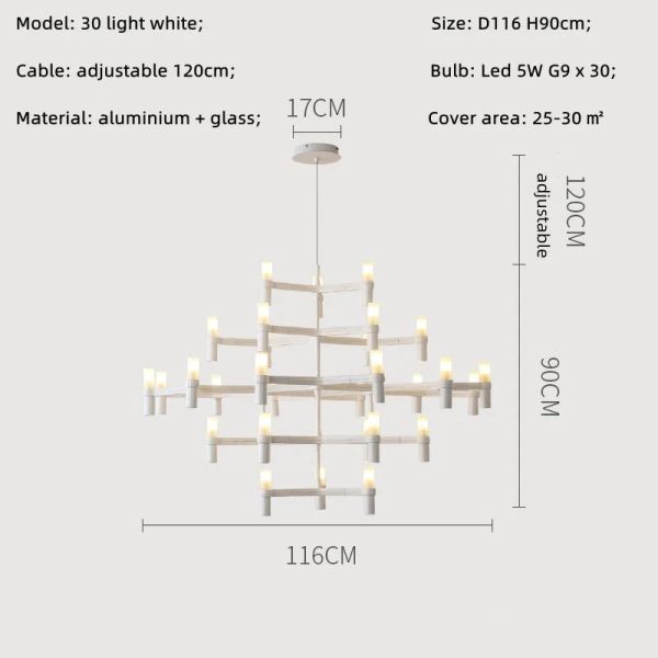 Crown Major Pendant lamp Nordic Tube chrome chandelier Crown Plana Mega Pendant(WH-AP-637)