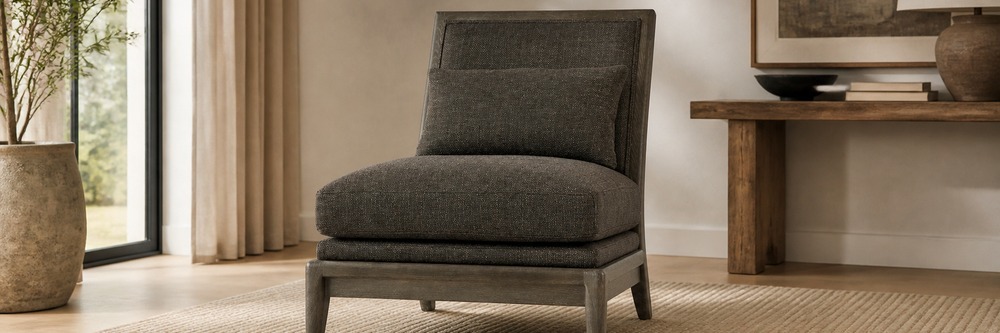 Modern Dark Wood Lounge Chair with Lumbar Cushion   CYC-045