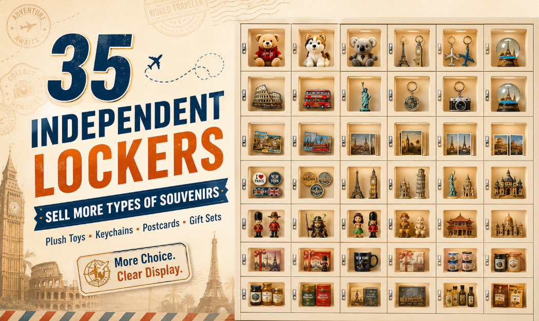 35-Locker Smart Souvenir Vending Machine for Theme Parks, Museums & Tourist Attractions