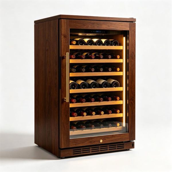 Dual-Zone Solid Wood Wine Cooler Cabinet With Digital Control Glass Doors