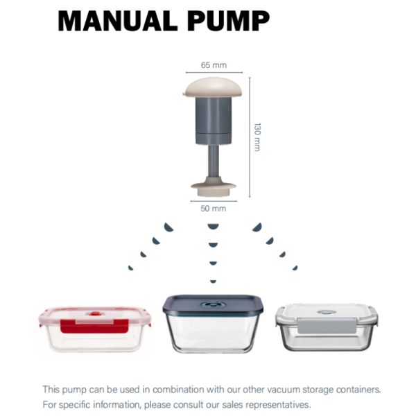 IKOO Wholesale Vacuum Glass Food Containers 370ml to 1050ml with Manual Pump