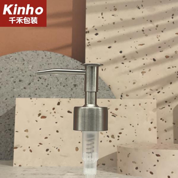 Flat Top Stainless Steel Soap And Lotion Dispenser Pumps Round Press Cap