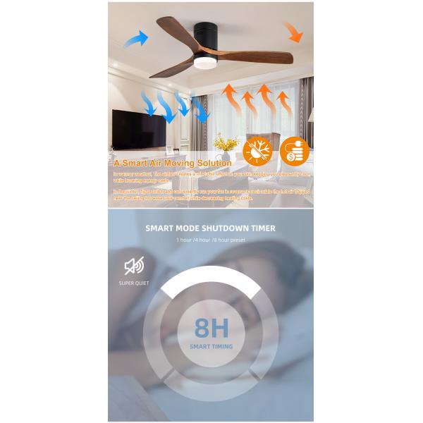 Industrial Style 65 watt Wooden Blade Ceiling Fan 90lm/w 120v ceiling fan lamp