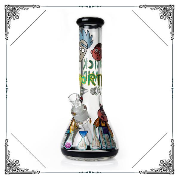 Wholesale Art Bong 7MM Glass Cool Smoking Pipes Rick And Morty On Glass Water Bongs