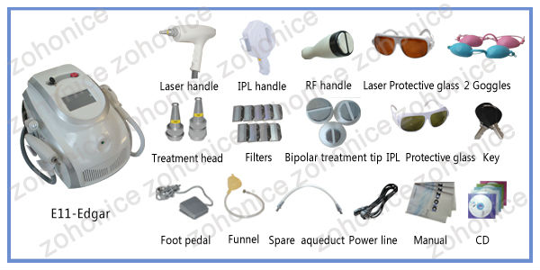 1mhz Rf Ipl Laser épilation permanente machine à éliminer le tatouage Ac220v 50hz