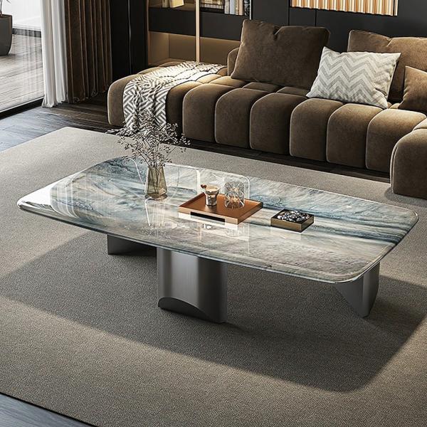 Легкий роскошный гостиная из нержавеющей стали квадратный мраморный кофейный стол