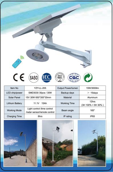 Ip66 Solar LED Street Light / Solar Panel Street Light / 30w Solar Led Street Light