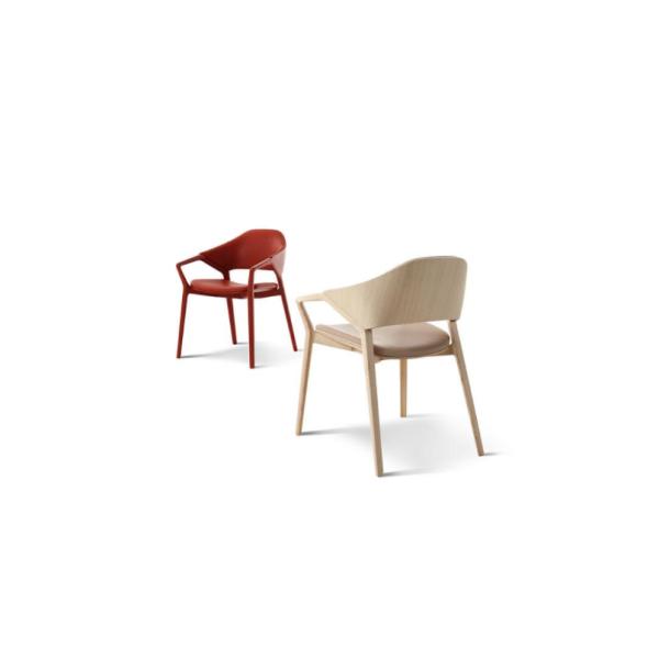  133 Ico Fiberglass Arm Chair With Solid Ash Wood Structure