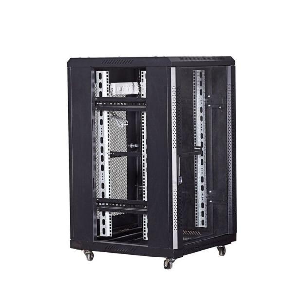 18U PDU Power Distribution Unit Rack Cabinet with RAL9005 Black Finish and Materials