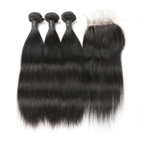 9A Pure Indian Human Hair Bundles , 100 Raw Virgin Indian Hair Lace Closure