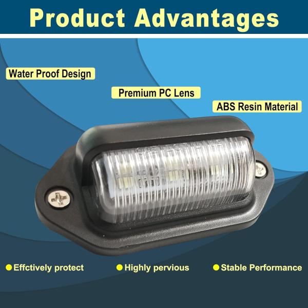 12V-24V DC Waterproof Plate Light Lamp Taillight For Truck SUV Trailer Van RV Boats as Step Courtesy Light Plate Light