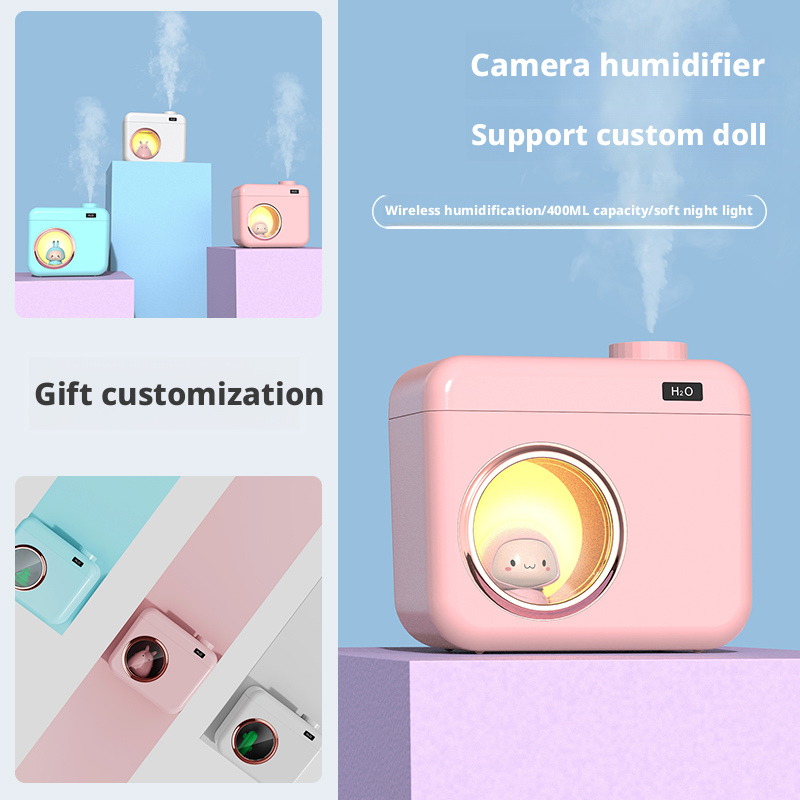 400ml Capacity Plastic USB Ultrasonic Humidifier Camera Shaped Design OEM Logo