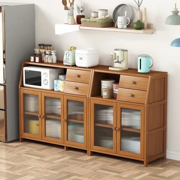 Kitchen Sideboards Cabinet Bakers Rack, Dish Storage , Microwave Oven Stand with Shelves, Standing Utility