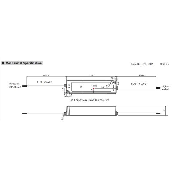 Водоустойчивое СИД IP67 освещая электропитание LPV-100 190*52*37mm 5V - 48V