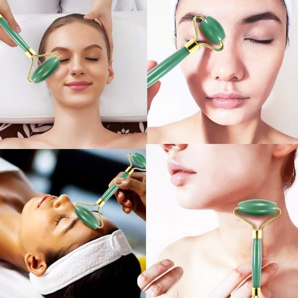 Массаж лица 100% натуральный кристаллический зеленый авентуриновый ролик для лица
