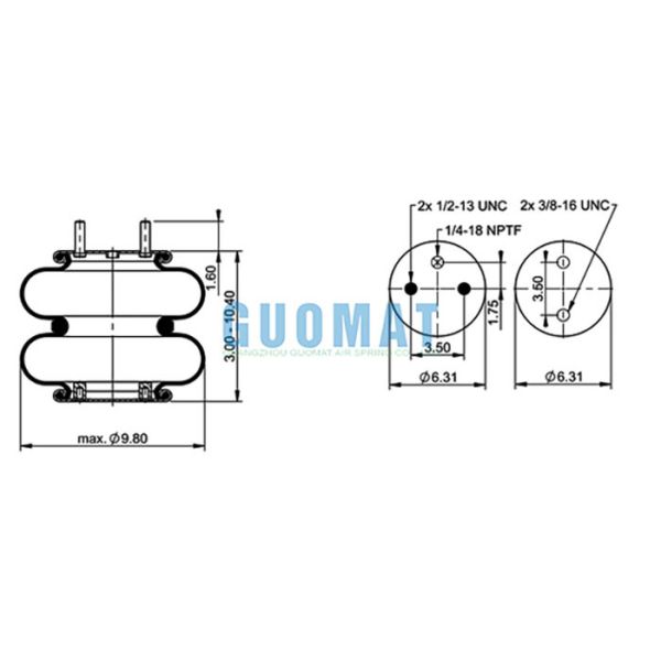 FD 200-19 539 Contitech Double Convoluted Air Spring W01-358-6890 Firestone Industrial Air Bags