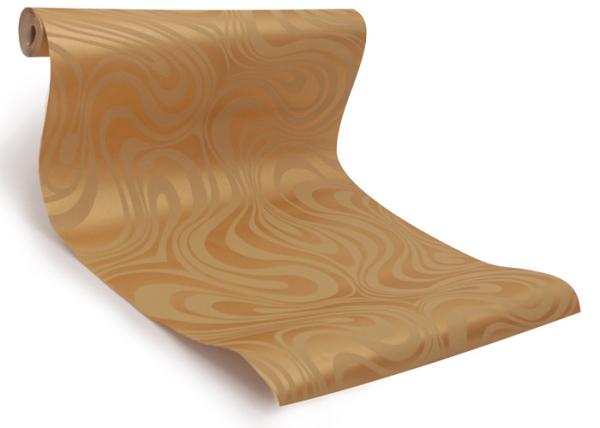 Custom Removable Contemporary Living Room Wallpaper With Golden Curve Design