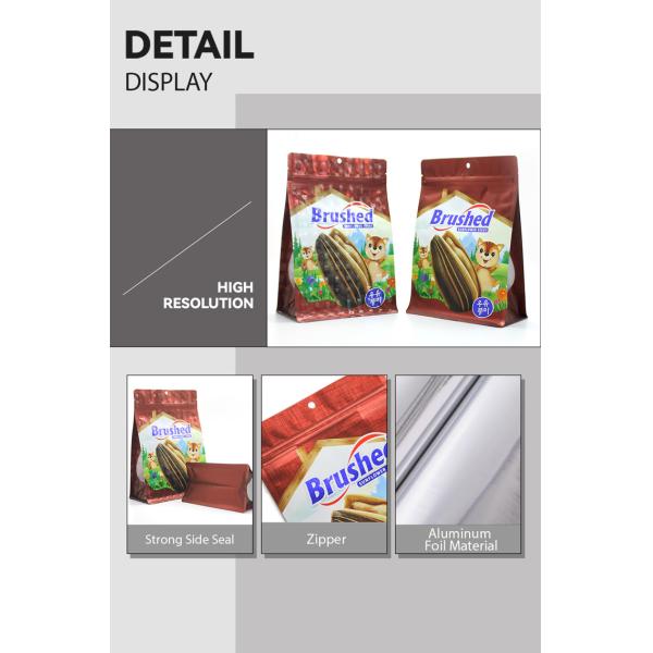 Printed WaterProof Reusable Flat Bottom snack food packaging bags With Zipper