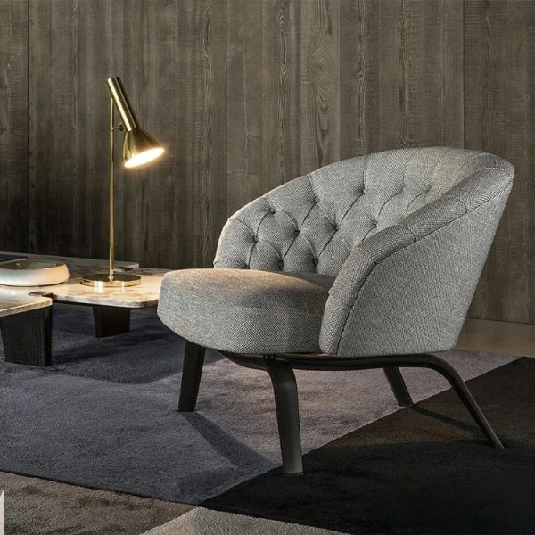 Mail Packing Modern Leather Lounge Chair with Solid Wood Leg and Chesterfield Back Accent Armrest Living Room Sofa Chair