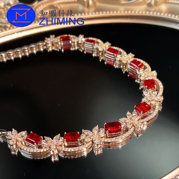 Custom Gemstone Jewelry Lab-Grown Pigeon Blood Red Sapphire Necklace