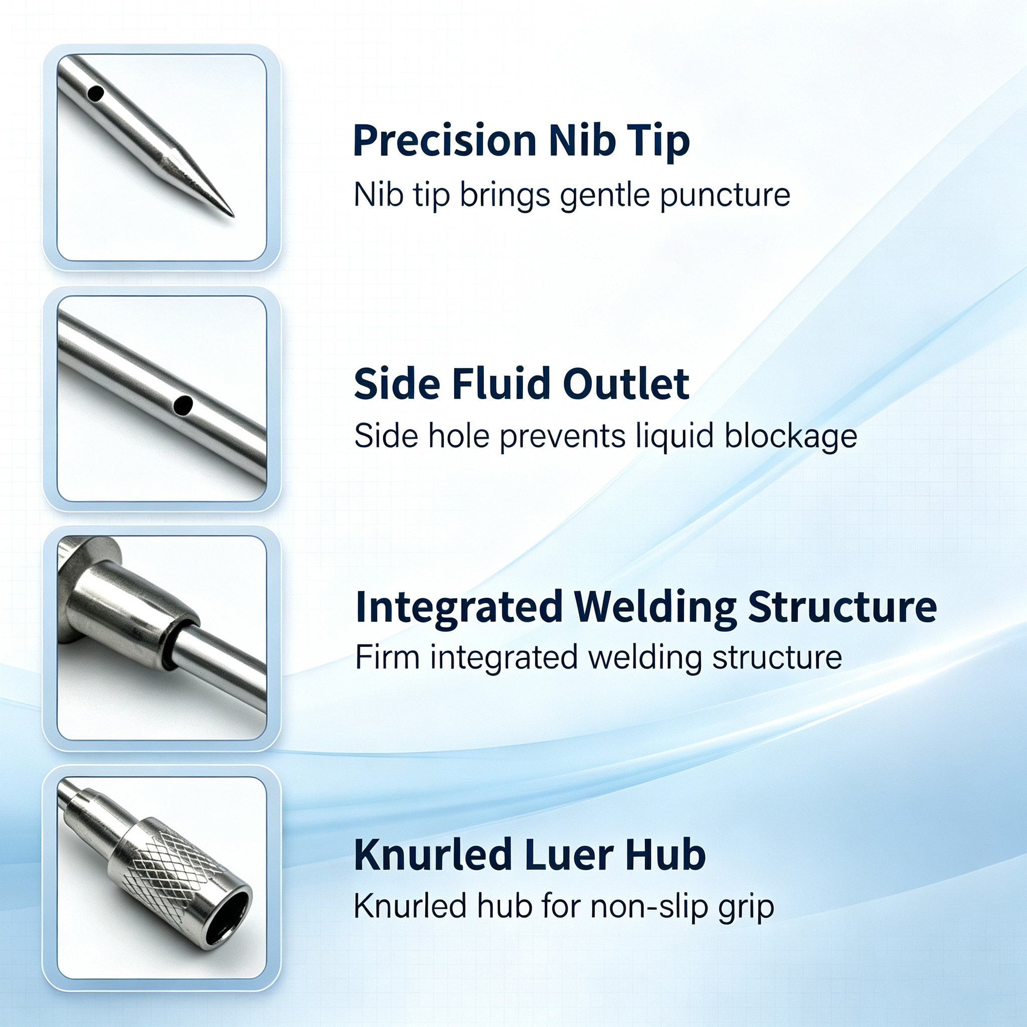 Customized Precision Machined Needle With Knurled Hub