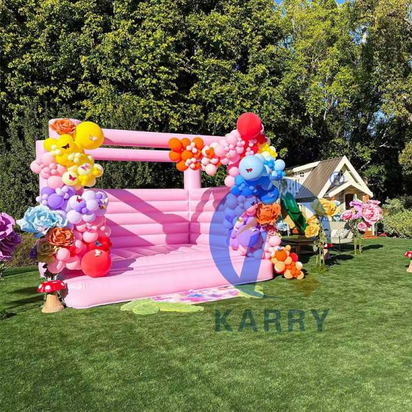 Girls' Wedding and Birthday Party Inflatable Pink Jumping Castle with Blower Included