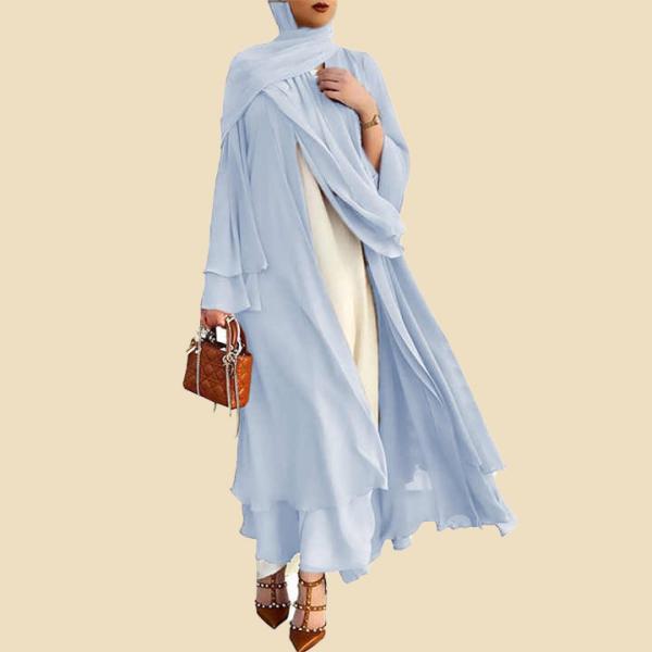 Cardigan de cor sólida suave elegante tamanho grande saia muçulmana longa Roupas de fraldas