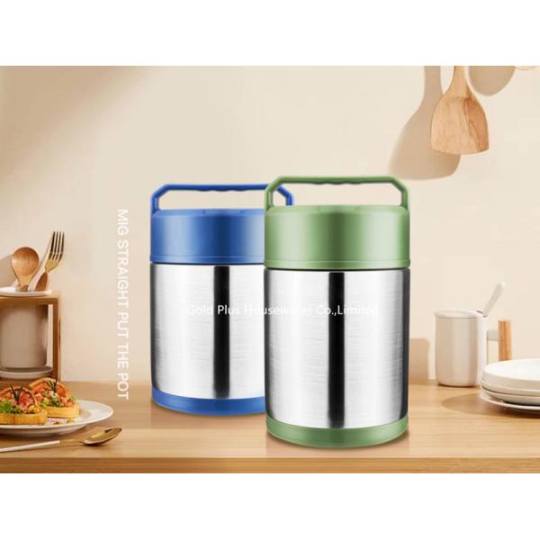 Custom Logo blue color food thermos 1.6L stainless steel soup jar with spoon BPA free insulated food flask for kids