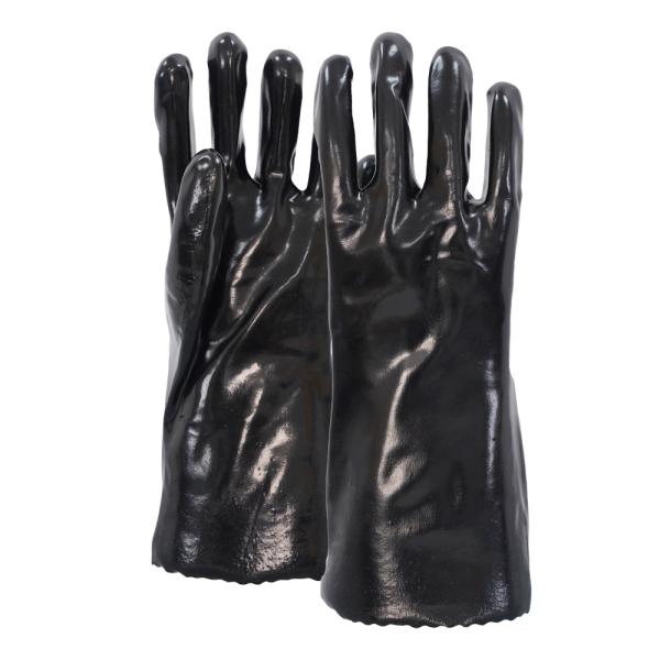 Industrial Smooth PVC Coated Chemical Gloves 35cm Long With Soft Cotton Inner