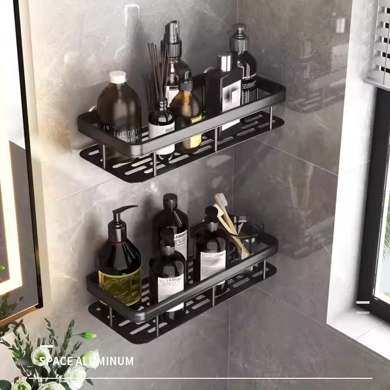 Durable Multiple Use Modern Wall Mounted Bathroom Toilet Aluminum Corner Shelf Storage Rack