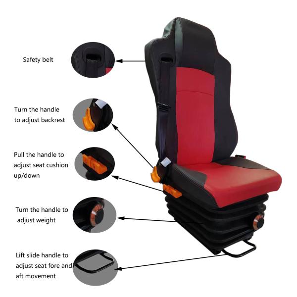 Construction Machinery PU Seat Mechanical Suspension Shipping Bus Driver Seat