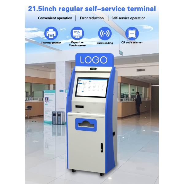 22 Inch ID Card Reader A4 Printer QR Code Scanner Self Service Kiosk for Hospital
