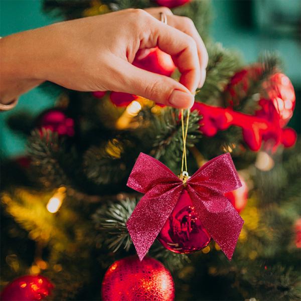 Сверкающая ленточная лука для вечеринки, самоклеящаяся подарочная коробка луки для рождественского украшения