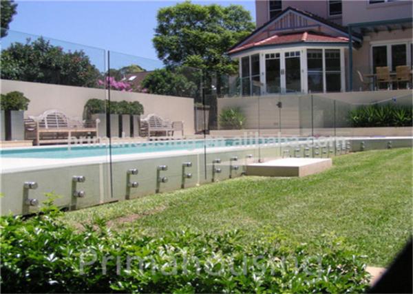 Facial Mounted Frameless Glass Balcony Systems , Stainless Steel Balustrade With Glass Panels