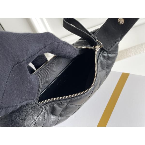 Ap3095 Black Mini Fabric Chanel Flap Bag Coin Purse 20 Inch