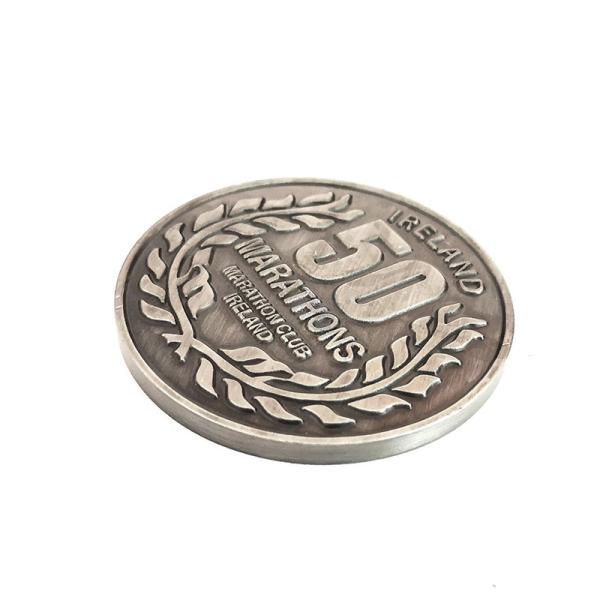 Brushed Antique Silver Coin For Ireland Marathons Club Collectible Display