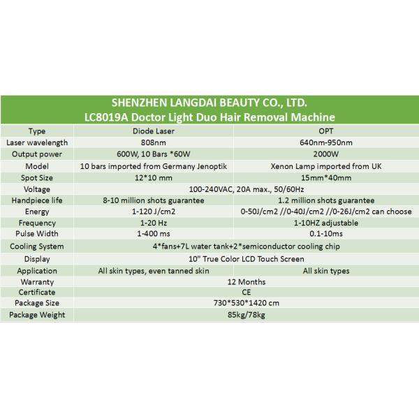 120 J/CM 600w Diode Laser Hair Removal Ladies Salon Ipl Machine