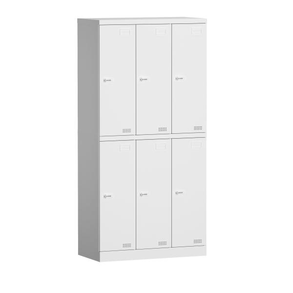 6 Door Metal Office Lockers Electrostatic Powder Coating