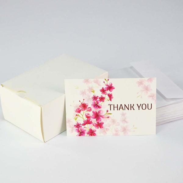 Floral Paperboard Recordable Greeting Card Custom Thank You Note Cards