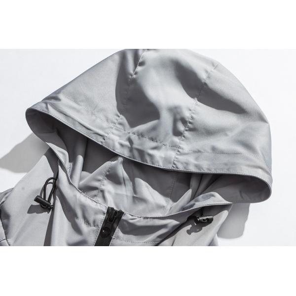 Chic Mens Hooded Zip Up Jackets , Anorak Pocket Nylon Hooded Windbreaker