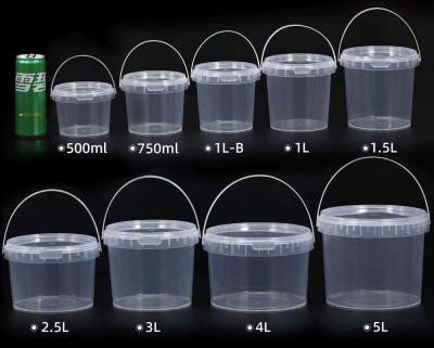 Biodegradable PLA compostable Eco friendly Clear Food-Grade Plastic Bucket Round Shape With Lid Recyclable For Water Packaging Storage Drums
